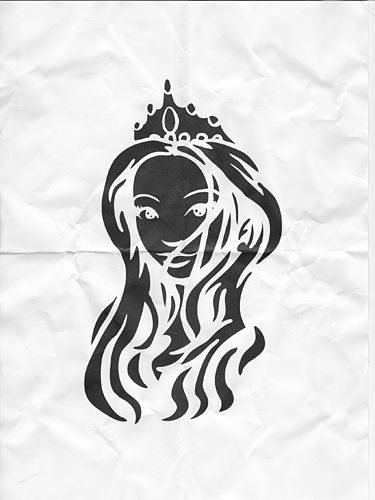 stencil of princess's face.
