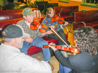 After the road show, tune session with Walt Koken, Clare Milliner, Cathy Fink, and John Schwab